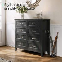 Linsy Home Dresser For Bedroom 8 Drawer Dresser With Metal Handles Wood Chest Of Drawers For Living Room Entryway And Hallway