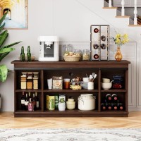 Shahoo Farmhouse Sideboard Buffet Cabinet Coffee Bar Storage With Sliding Barn Doors Shelf For Home Dining Room Espresso