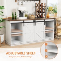 Shahoo Farmhouse Sideboard Buffet Cabinet Coffee Bar Storage With Sliding Barn Doors Shelf For Home Dining Room 275 Height