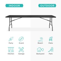 Best Choice Products 8Ft Plastic Folding Table Indoor Outdoor Heavy Duty Portable Whandle Lock For Picnic Party Pong Campi