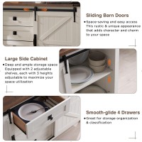 T4Tream Farmhouse Sideboard Buffet Cabinet With Storage 60 Large Kitchen Cabinet Wsliding Barn Doors And 4 Drawers 312 T