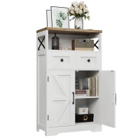 Befrases Farmhouse White Storage Cabinet With Doors And Drawers Freestanding Kitchen Pantry Cabinet Floor Storage Cabinet Hutc