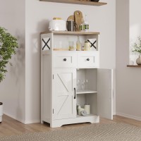 Befrases Farmhouse White Storage Cabinet With Doors And Drawers Freestanding Kitchen Pantry Cabinet Floor Storage Cabinet Hutc