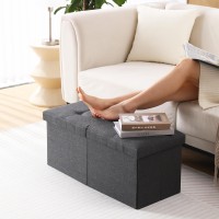 Cuyoca Storage Ottoman Bench Foldable Seat Footrest Shoe Bench End Of Bed Storage With Flipping Lid 75L Storage Space 30 Inche