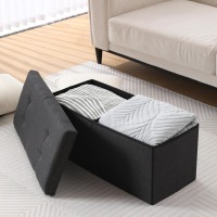 Cuyoca Storage Ottoman Bench Foldable Seat Footrest Shoe Bench End Of Bed Storage With Flipping Lid 75L Storage Space 30 Inche