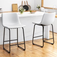 Reoney Bar Stools Set Of 4 Pu Leather Counter Height Bar Stools 26 Modern Bar Stools With Metal Legs And Footrest Urban Arm