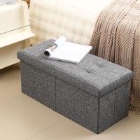 Cuyoca Storage Ottoman Bench Foldable Seat Footrest Shoe Bench End Of Bed Storage With Flipping Lid 75L Storage Space 30 Inche