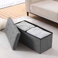 Cuyoca Storage Ottoman Bench Foldable Seat Footrest Shoe Bench End Of Bed Storage With Flipping Lid 75L Storage Space 30 Inche