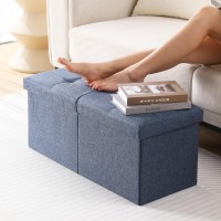 Cuyoca Storage Ottoman Bench Foldable Seat Footrest Shoe Bench End Of Bed Storage With Flipping Lid 75L Storage Space 30 Inche