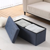 Cuyoca Storage Ottoman Bench Foldable Seat Footrest Shoe Bench End Of Bed Storage With Flipping Lid 75L Storage Space 30 Inche