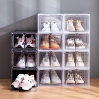 Attelite Xlarge Clear Shoe Boxes Stackable Plastic Shoe Organizer Thicken Sturdy Shoe Storage Box With Magnetic Door Drop Fr