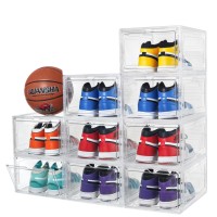 Attelite Xlarge Clear Shoe Boxes Stackable Plastic Shoe Organizer Thicken Sturdy Shoe Storage Box With Magnetic Door Drop Fr