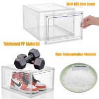 Attelite Xlarge Clear Shoe Boxes Stackable Plastic Shoe Organizer Thicken Sturdy Shoe Storage Box With Magnetic Door Drop Fr