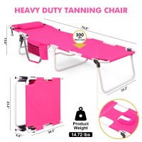 Tanning Chair With Face Hole Folding Chaise Lounge Chair Heavy Duty Outside Lay Flat Portable Face Down Tanning Chair With Arm