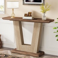 Tribesigns Wood Console Table, 42 Inches Farmhouse Entryway Table With Geometric Base, Narrow Sofa Table Foyer Table With Storage For Entryway, Living Room
