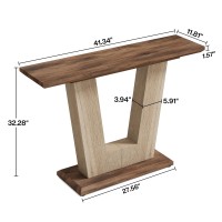 Tribesigns Wood Console Table, 42 Inches Farmhouse Entryway Table With Geometric Base, Narrow Sofa Table Foyer Table With Storage For Entryway, Living Room