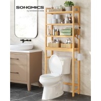 Songmics Over The Toilet Storage 4Tier Over Toilet Bathroom Organizer With Adjustable Shelf Fit Most Toilets Spacesaving E