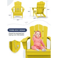 Kingyes Folding Adirondack Chair Set Of 2 Hdpe Allweather Folding Adirondack Chair Yellow