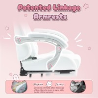 Dowinx Gaming Chair Cute With Cat Ears And Massage Lumbar Support Ergonomic Computer Chair For Girl With Footrest And Headrest