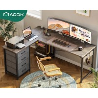 Aodk L Shaped Desk With 4 Tier Drawers, 53