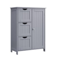 Vasagle Bathroom Floor Storage Cabinet Bathroom Storage Unit With 3 Drawers 1 Adjustable Shelf Bathroom Cabinet Freestanding