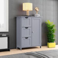 Vasagle Bathroom Floor Storage Cabinet Bathroom Storage Unit With 3 Drawers 1 Adjustable Shelf Bathroom Cabinet Freestanding