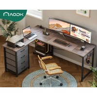 Aodk L Shaped Desk With 4 Tier Drawers 61 Reversible Gaming Desk With Power Outlets L Shaped Computer Desk With Usb Charging