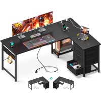 Aodk L Shaped Desk With 4 Tier Drawers 61 Reversible Gaming Desk With Power Outlets L Shaped Computer Desk With Usb Charging