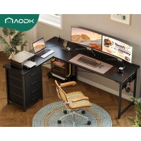 Aodk L Shaped Desk With 4 Tier Drawers 61 Reversible Gaming Desk With Power Outlets L Shaped Computer Desk With Usb Charging