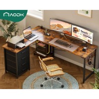 Aodk L Shaped Desk With 4 Tier Drawers 61 Reversible Gaming Desk With Power Outlets L Shaped Computer Desk With Usb Charging