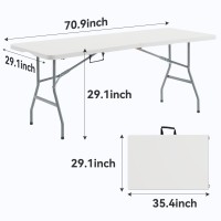 Nazhura 6 Foot Foldablefolding Table Heavy Duty Durable And Portable For Dining Picnic And Party White 6 Foot Table Cloth In