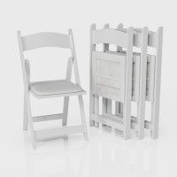 Simplex Furniture Modern White Resin Foldable Chair - 24 Pack, Stackable, Lightweight, Indoor/Outdoor, Rental Grade - Folding Chairs with Padded Seats