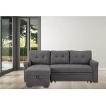 Lilola Home Destiny Light Gray Linen Reversible Sleeper Sectional Sofa With Storage Chaise Dark Grey