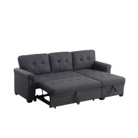 Lilola Home Destiny Light Gray Linen Reversible Sleeper Sectional Sofa With Storage Chaise Dark Grey