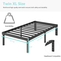 Viisari 14 Inch Metal Bed Frame Twin Xl No Box Spring Needed Heavy Duty Easy Assembly Noise Free Black V400214B