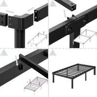 Viisari 14 Inch Metal Bed Frame Twin Xl No Box Spring Needed Heavy Duty Easy Assembly Noise Free Black V400214B