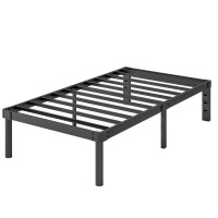 Viisari 18 Inch Metal Twin Bed Frame Heavy Duty Platform Bed Frame No Box Spring Needed Easy Assembly Noise Free Black 400118B