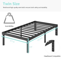 Viisari 18 Inch Metal Twin Bed Frame Heavy Duty Platform Bed Frame No Box Spring Needed Easy Assembly Noise Free Black 400118B