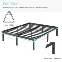 Viisari Full Size Bed Frame 14 Inch Metal Bed Frames Full No Box Spring Needed Heavy Duty Easy Assembly Noise Free 400314B