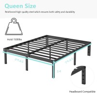 Viisari Queen Bed Frame 18 Inch Metal Bed Frame Queen Heavy Duty Platform Bed Frame Queen Size No Box Spring Needed Easy Assembl