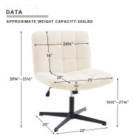 Furnimart Wide Armless Desk Chair No Wheels Mid Back Swivel Criss Cross Chair For Home Office Height Adjustable Wide Seat Home