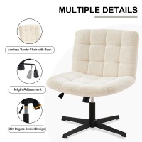 Furnimart Wide Armless Desk Chair No Wheels Mid Back Swivel Criss Cross Chair For Home Office Height Adjustable Wide Seat Home