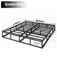 Hueiis Queen Box Spring 9 Inch High Profile Strong Metal Frame Mattress Foundation Quiet Noisefree Easy Assembly 3000Lbs Max