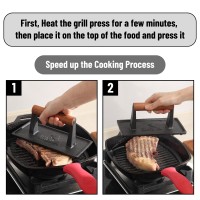 Unco Cast Iron Grill Press 69 Round 83 X 43 Rectangular Burger Press For Griddle Bacon Press For Griddle Press