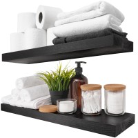 Baobab Workshop Wood Floating Shelves Set Of 2 Black Floating Shelves For Wall Wall Shelves For Bedroom Dark Wood Black Ba