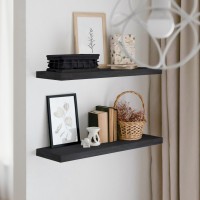 Baobab Workshop Wood Floating Shelves Set Of 2 Black Floating Shelves For Wall Wall Shelves For Bedroom Dark Wood Black Ba