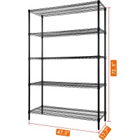 Regiller 5Wire Shelving Metal Storage Rack Adjustable Shelves 177 D 473 W 723 H Standing Storage Shelf Units For Lau