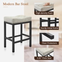 Lue Bona Counter Height Bar Stools 24 Inch Saddle Backless Bar Stools Set Of 6 For Kitchen Counter Faux Leather Counter Stools