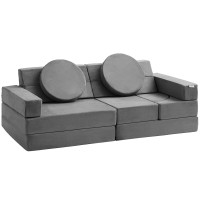 Vevor 15Pcs Modular, Toddler Foam Sofa Couch With High-Density 25D Sponge For Playing, Creativing, Sleeping, Imaginative Kids Furniture For Bedroom And Playroom, Grey