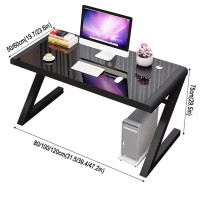 Black Tempered Glass Computer Desk Simple Desk For Home Bedroom Independent Home Office Desk Designed With 6Mm Thickened Glass + Threading Holes Suitable For Study Bedroom Office Etc. ( Color : Black